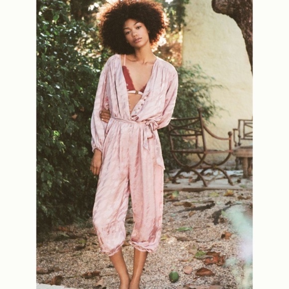 Anthropologie Pants - Anthropologie Laurentia Jacquard Jumpsuit Pink Rose